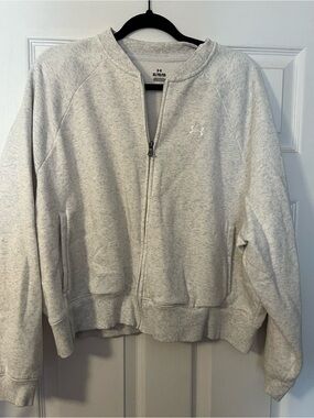 #406 Under Armour Women’s Gray Full Zip Fleece Jacket XL Heather Sweatshirt EUC